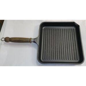 ROCH GUSS Grand Chef  Large 10.5” Flat Grill Pan Made in Italy Wood Handle